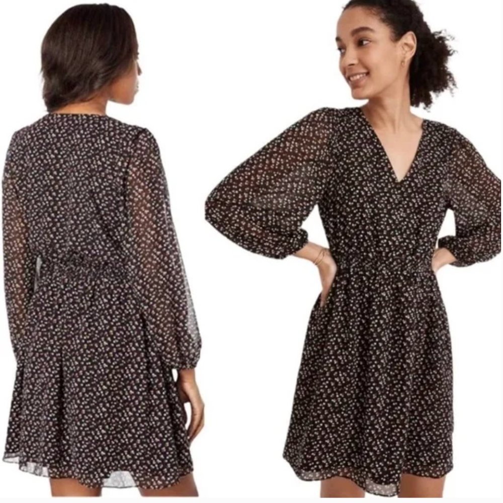 Madewell (Re)sourced Georgette Button Front Mini Dress in Adorable Ditsy NWT | S